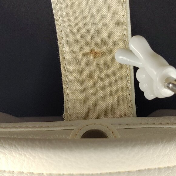 Maison Blanche White Pebbled Leather Purse NWT Handle & Shoulder Strap Vtg OOB - Picture 15 of 15